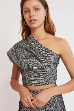 Finders Keepers Mona Top Black with White Print Size XXS for rent on The Volte - image 2