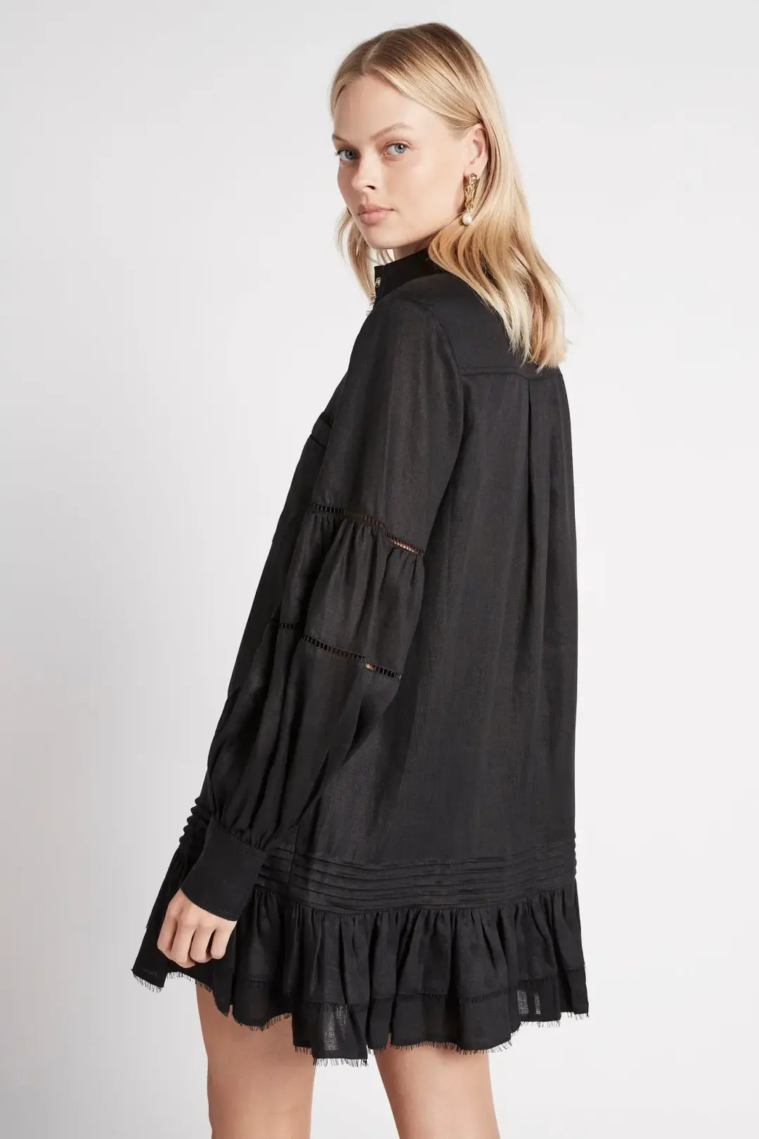 Aje Lotus Shirt Dress Black Size 16 for rent on The Volte - main image