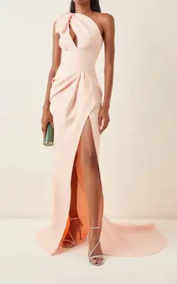 Toni Maticevski Boundless Cutout One Shoulder Crepe Dress Pink Size 8 for rent on The Volte - image 1