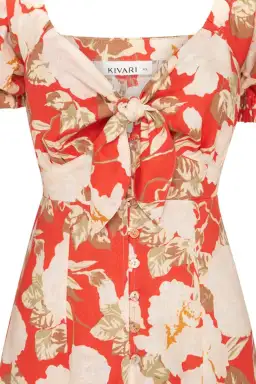 Kivari Helena Tie Front Midi Dress Print Size 10 for rent on The Volte - image 3