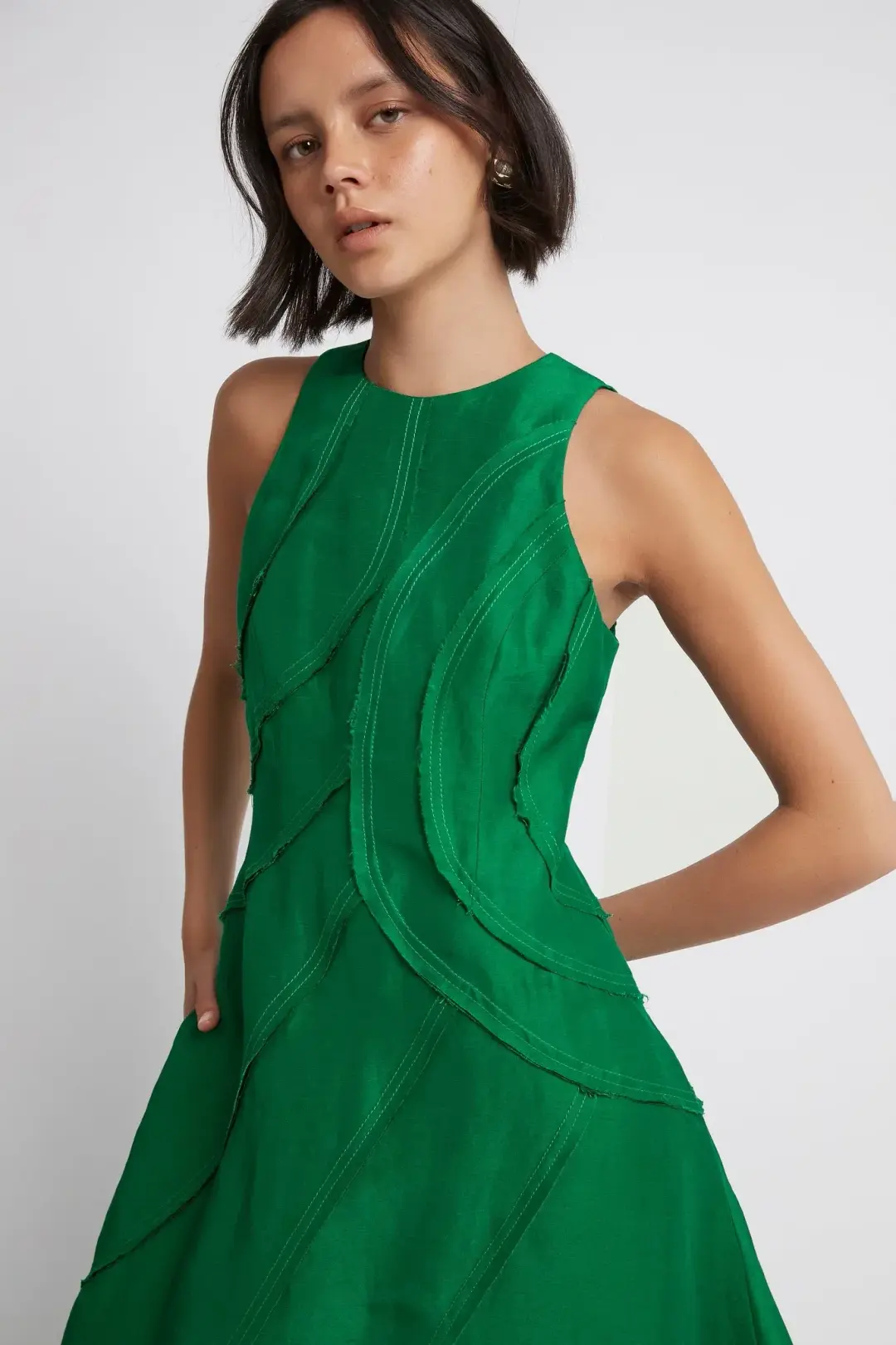 Aje Faraway Midi Dress Emerald Green Size 8 for rent on The Volte - main image