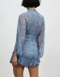 Shona Joy Harmony High Neck Ruched Mini Dress Blue Size 10 for rent on The Volte - image 3