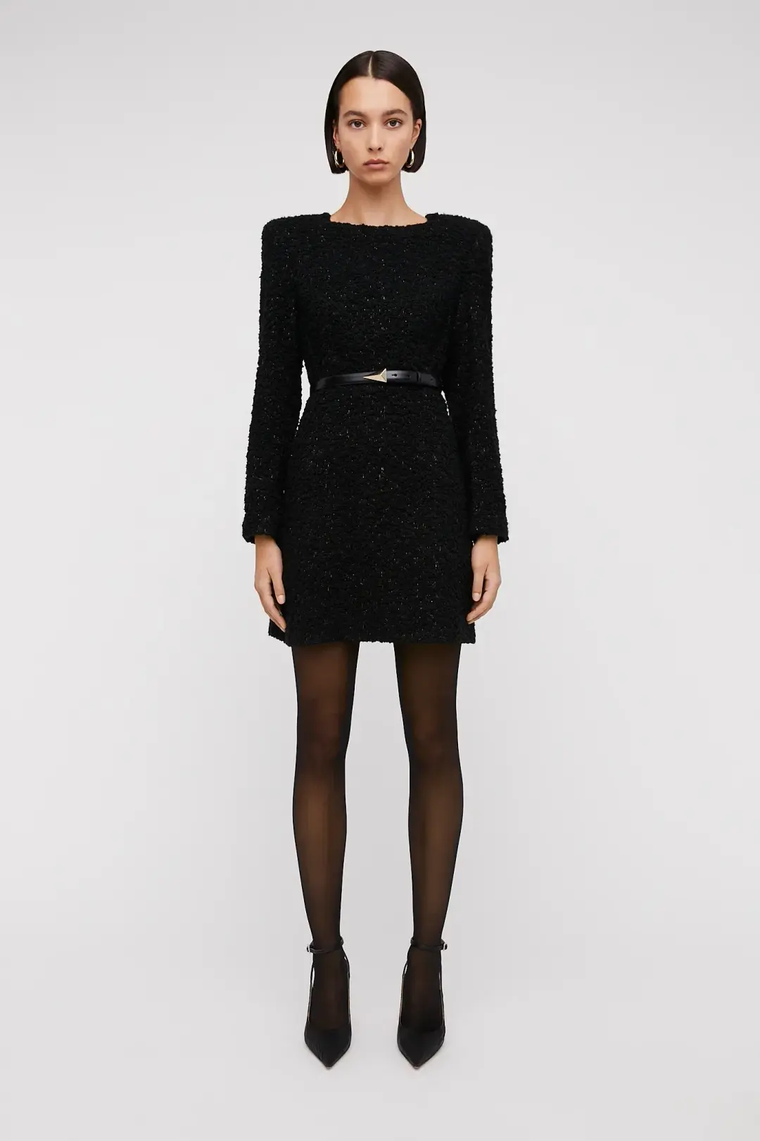 Scanlan Theodore Boucle Mini Dress Black Size 8 for rent on The Volte - main image
