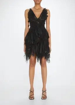 Zimmermann Rhythmic Fluted Mini Dress Black Size 1/Au 10 for rent on The Volte - image 1