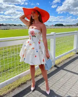 Leo Lin The Fields Embroidered Bustier Mini Dress White Floral Size 8 for rent on The Volte - image 1