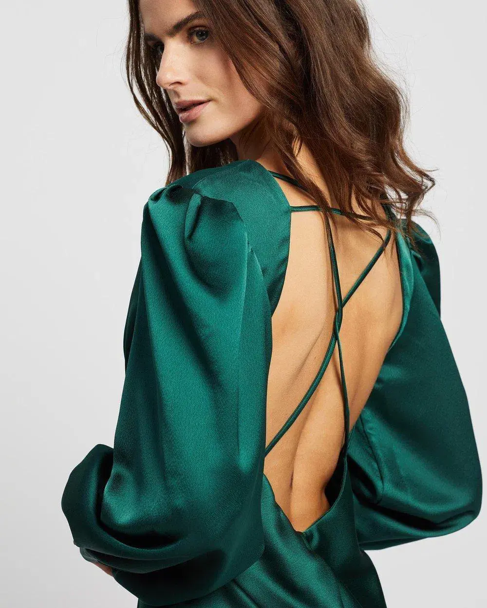 By Johnny Chloe Cross Back Midi Dress Army Green Size 8 for rent on The Volte - main image