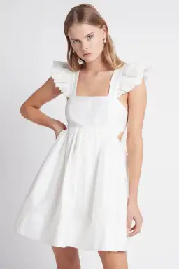 Aje Midsummer Mini Dress Ivory Size 14 for rent on The Volte - image 2