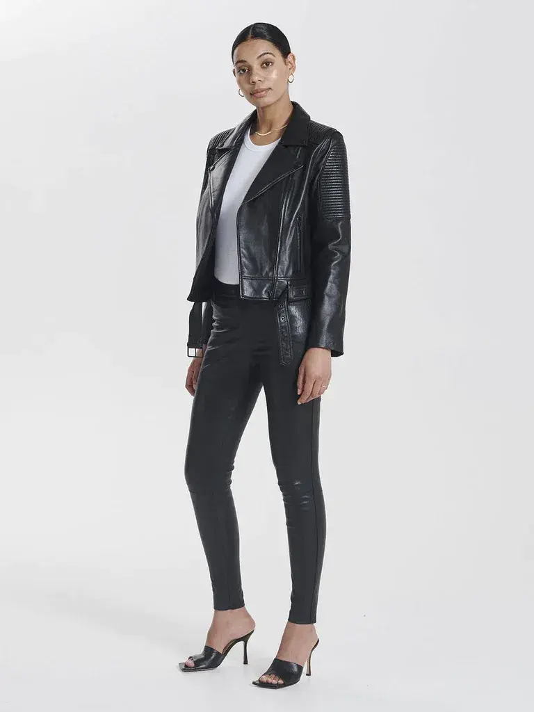 Ena Pelly Classic Biker Jacket All Black Size 6 - Image 1