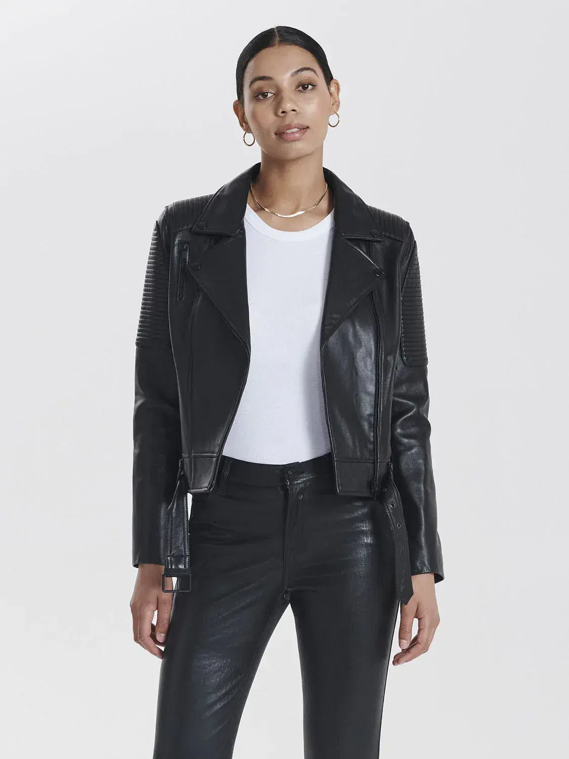 Ena Pelly Classic Biker Jacket All Black Size 6 - Image 3