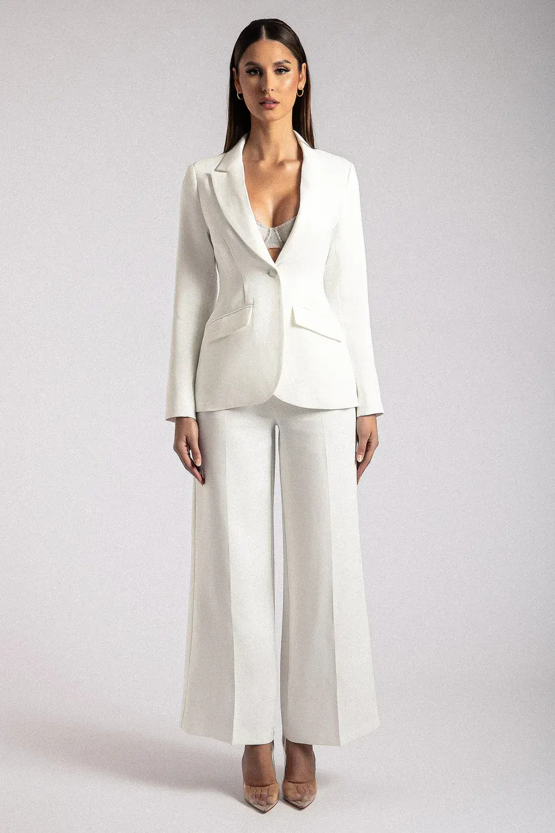 Meshki Helda Fitted Blazer White Size L for rent on The Volte - main image