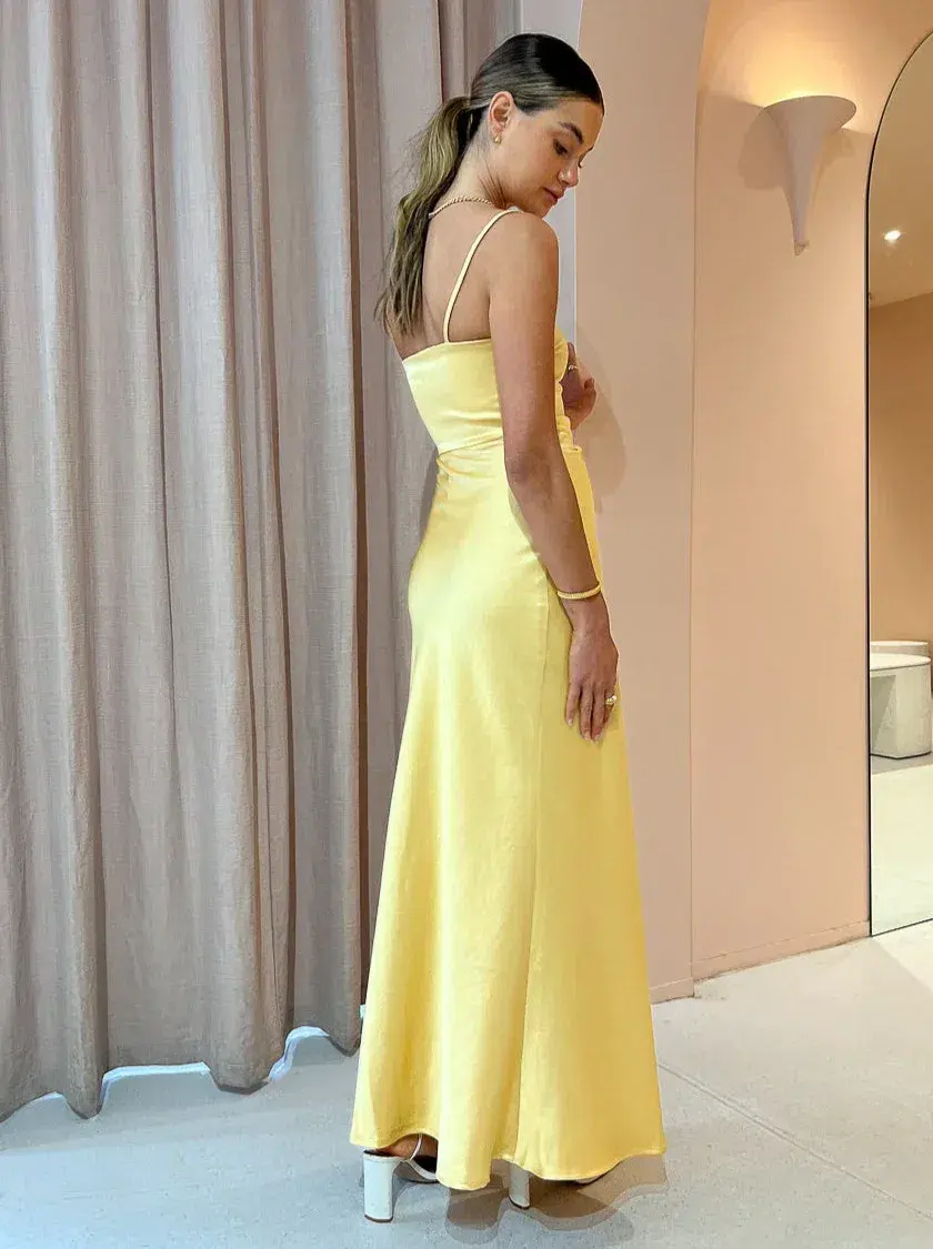 Bec & Bridge Nadia Maxi Dress Straw Yellow Size 8 for rent on The Volte - main image