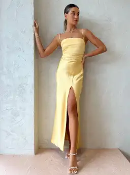Bec & Bridge Nadia Maxi Dress Straw Yellow Size 8 for rent on The Volte - image 4