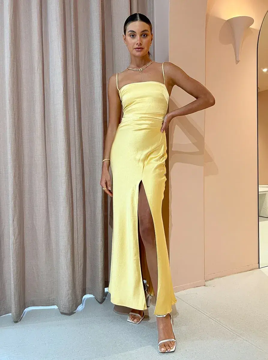Bec & Bridge Nadia Maxi Dress Straw Yellow Size 8 - Image 1