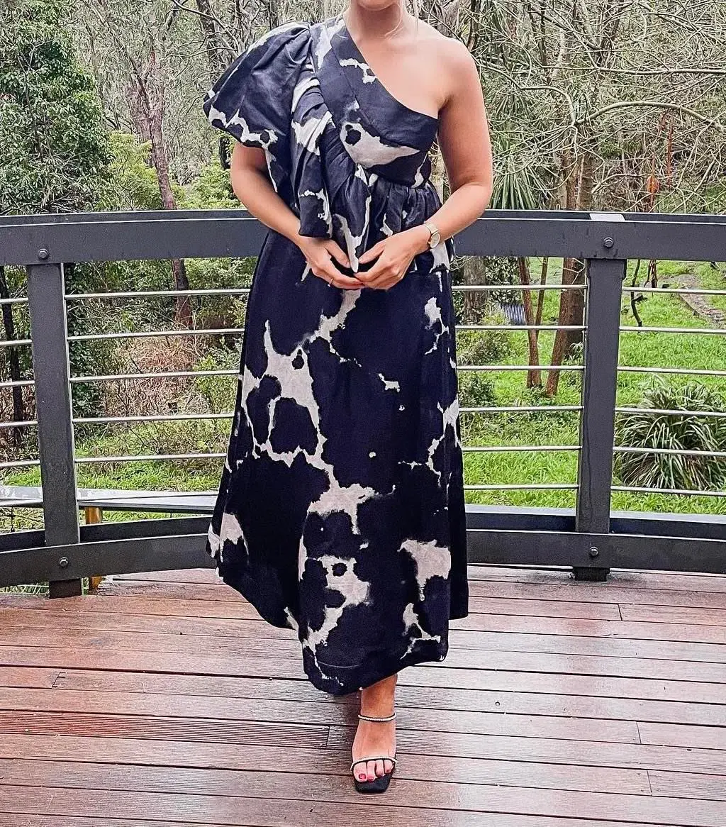 Aje Oxidised Gown Print Size 10 for rent on The Volte - main image