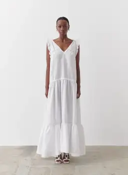 Joslin Gracie Linen Maxi Dress White Size 10 for rent on The Volte - image 2