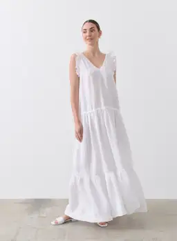 Joslin Gracie Linen Maxi Dress White Size 10 for rent on The Volte - image 3