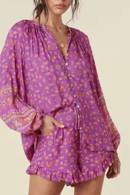 Spell Madame Peacock Blouse and Short Set Print Size M for rent on The Volte - image 2