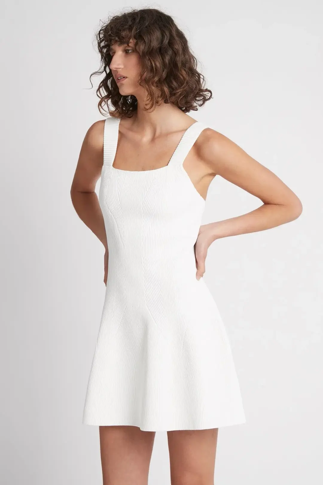 AJE Casa Mini Knit Dress Ivory Size 6 for rent on The Volte - main image