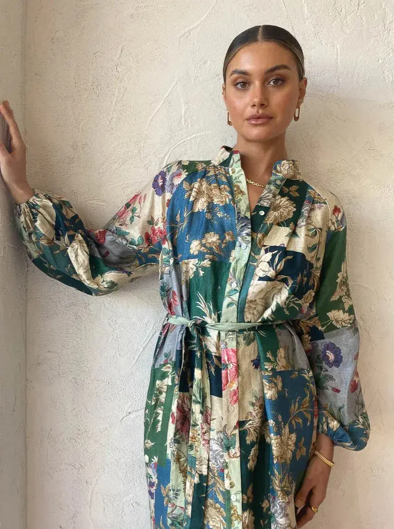 Alemais Loretta Patchwork Shirtdress Print Size 8 for rent on The Volte - main image