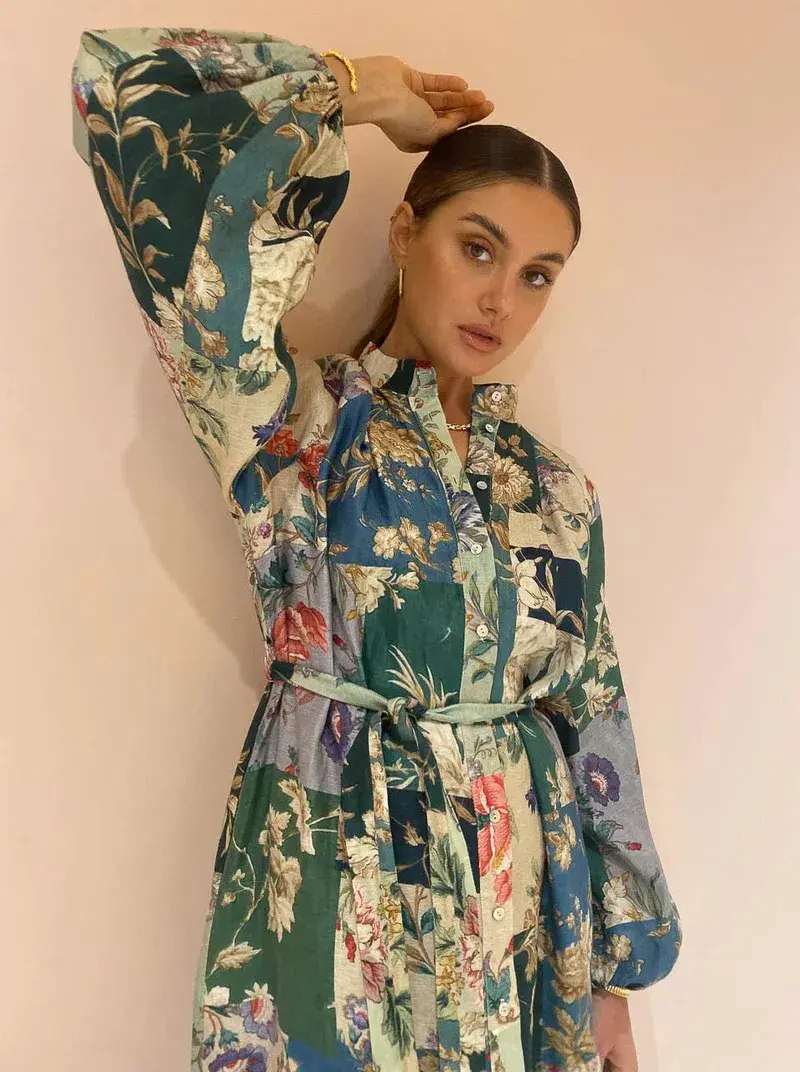 Alemais Loretta Patchwork Shirtdress Print Size 8 for rent on The Volte - main image