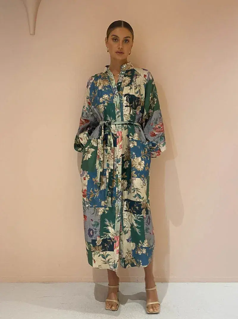 Alemais Loretta Patchwork Shirtdress Print Size 8 for rent on The Volte - main image