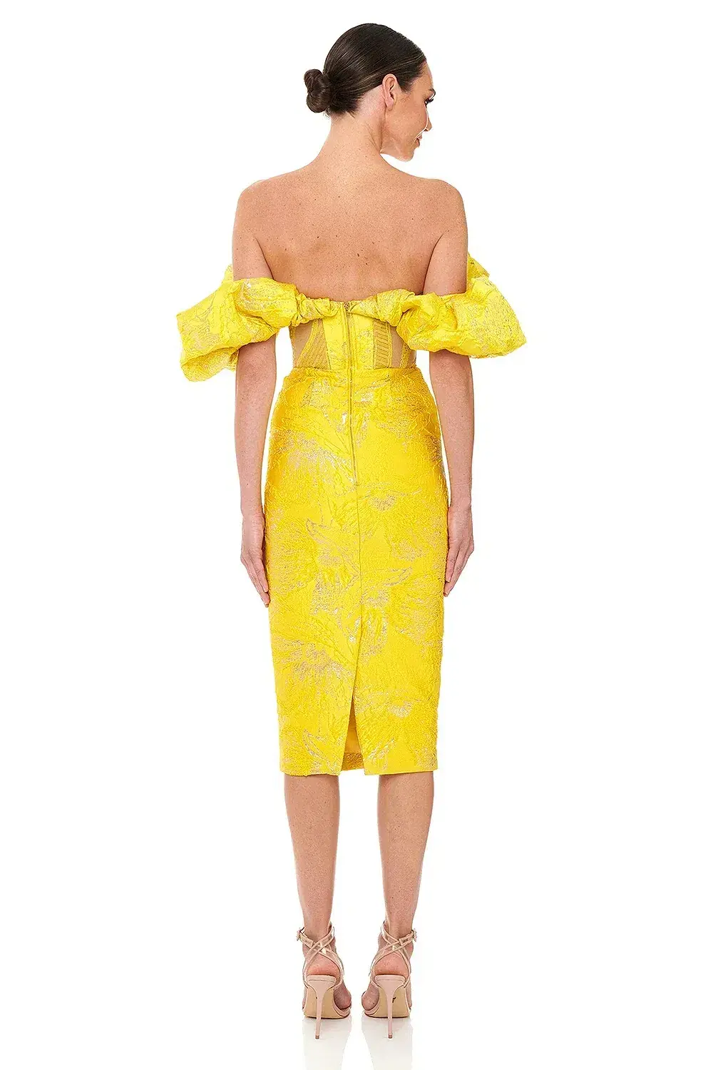Eliya The Label Mayfair Midi Dress Yellow Size 12 for rent on The Volte - main image