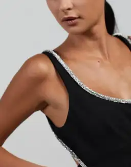 Nicola Finetti Short Rhinestone Dress Black Size 6 for rent on The Volte - image 4