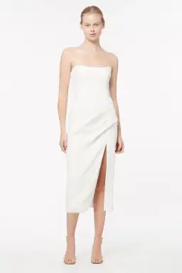 Manning Cartell Hit Predictor Strapless Midi Dress White Size 8 for rent on The Volte - image 1
