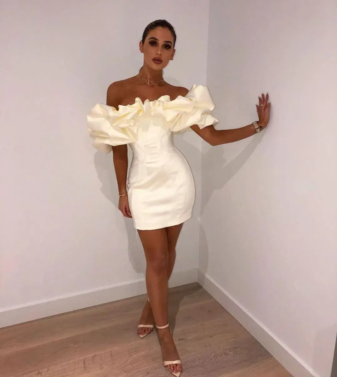 House of CB Selena Ruffle Strapless Mini Dress Ivory Size Medium / Au 10 - Image 4