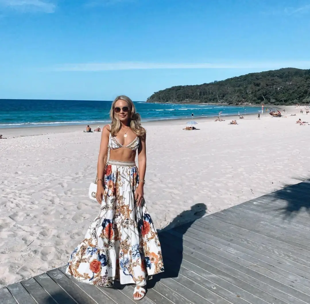 Camilla Reign Supreme Bralette & Tiered Maxi Skirt Set Size Print S/XS for rent on The Volte - main image