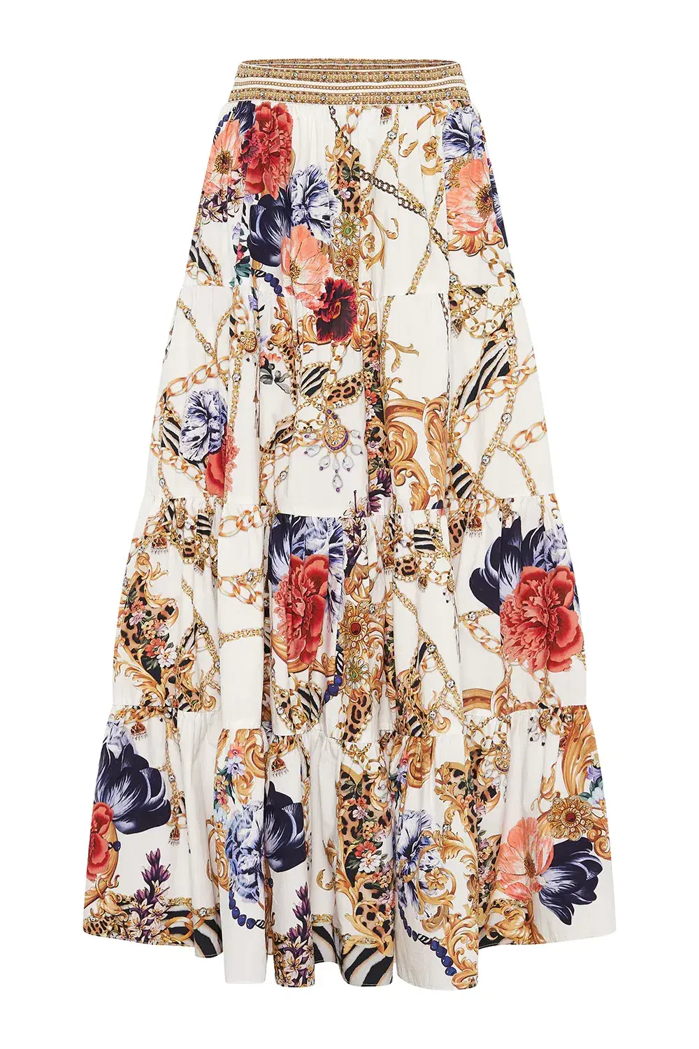 Camilla Reign Supreme Bralette & Tiered Maxi Skirt Set Size Print S/XS for rent on The Volte - main image