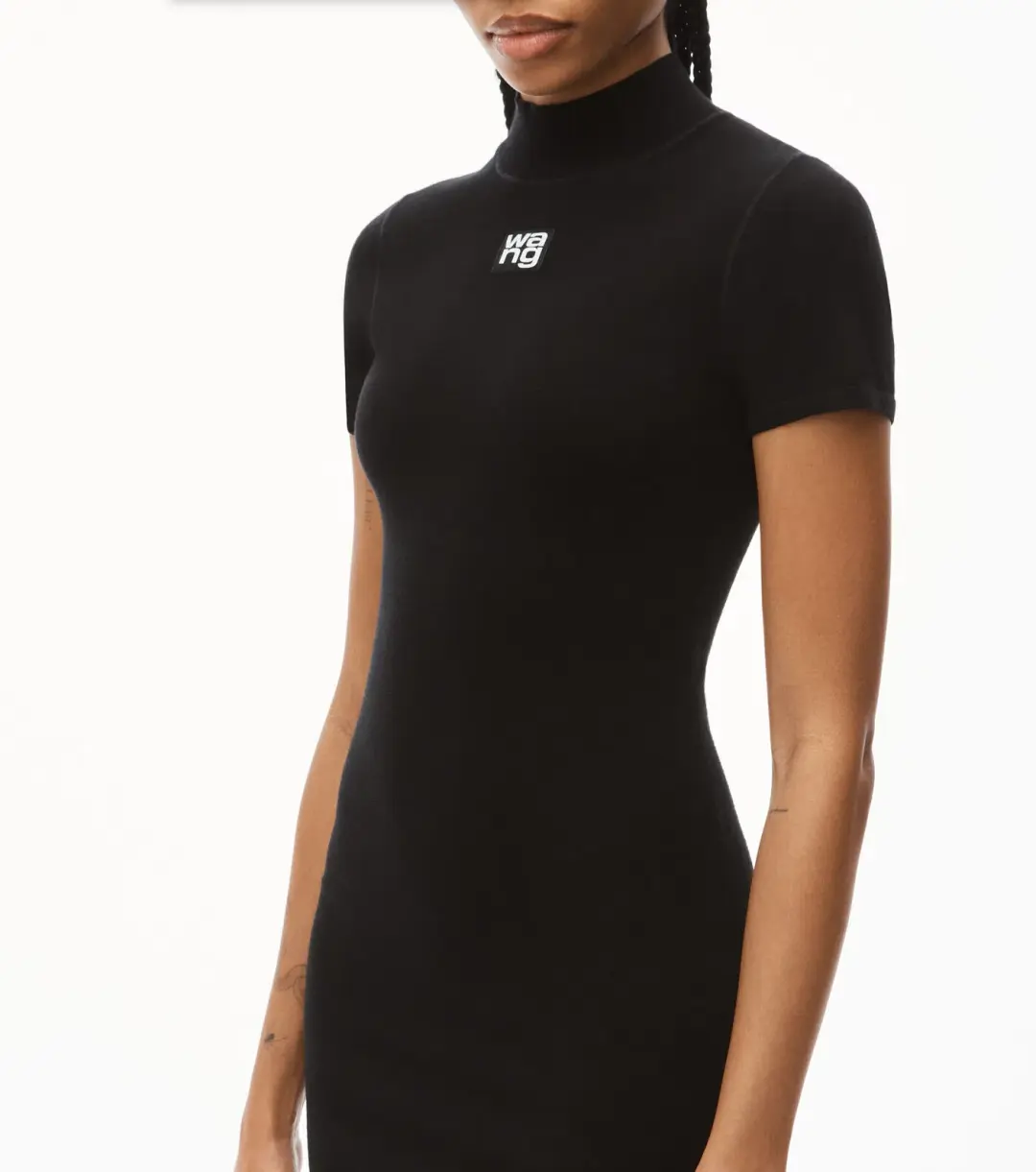 Alexander Wang Mock Neck Tee Mini Dress Black Size 6 for rent on The Volte - main image