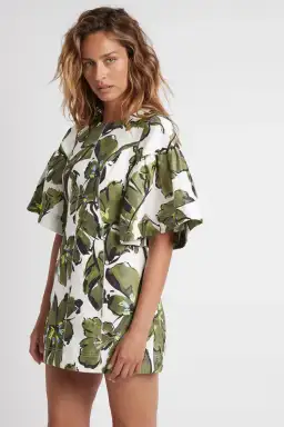Aje Oasis Olive Leaf Cut Out Mini Dress Floral Size 4 for rent on The Volte - image 4