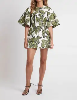 Aje Oasis Olive Leaf Cut Out Mini Dress Floral Size 4 for rent on The Volte - image 1