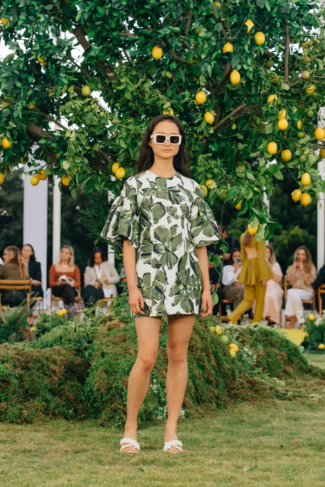 Aje Oasis Olive Leaf Cut Out Mini Dress Floral Size 4 for rent on The Volte - main image