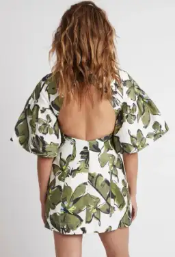 Aje Oasis Olive Leaf Cut Out Mini Dress Floral Size 4 for rent on The Volte - image 6