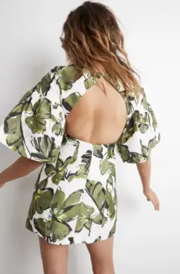 Aje Oasis Olive Leaf Cut Out Mini Dress Floral Size 4 for rent on The Volte - image 3