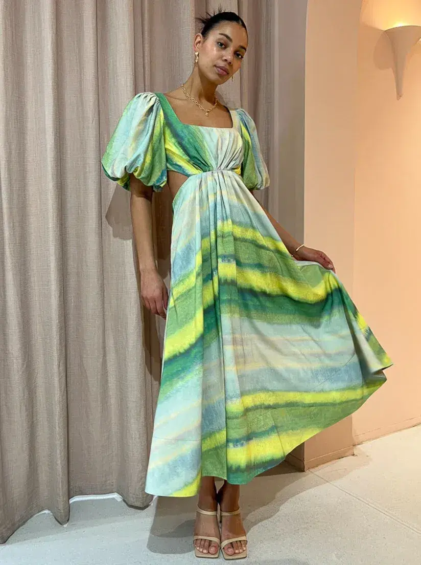 Acler Temple Dress in Impressionist Stripe Size 10 for rent on The Volte - main image