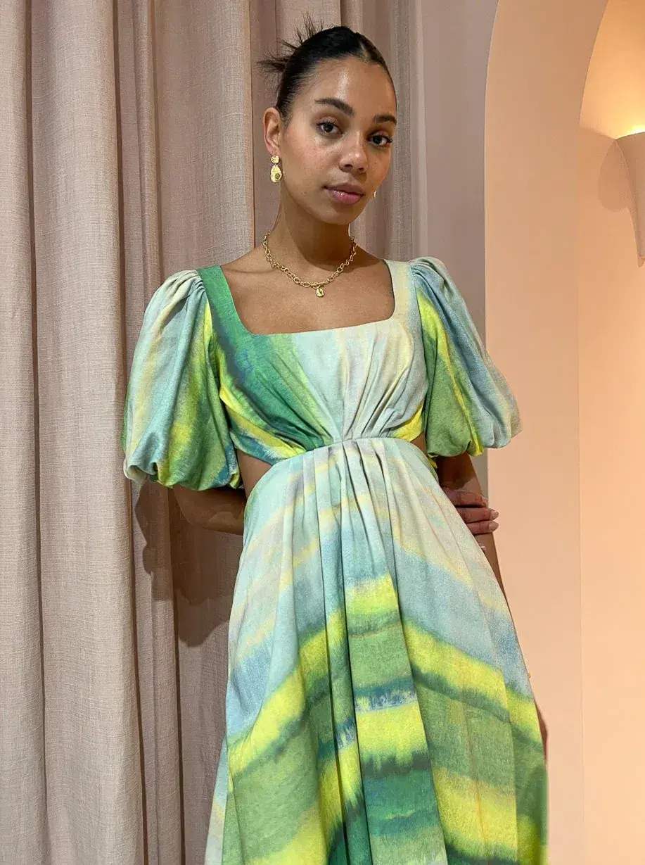 Acler Temple Dress in Impressionist Stripe Size 10 for rent on The Volte - main image