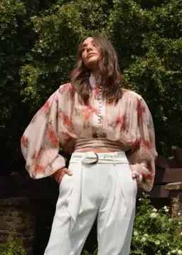 Mackenzie Mode Shooting Stars Blouse Pink Floral Size 8