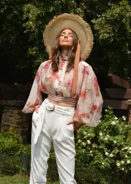 Mackenzie Mode Shooting Stars Blouse Pink Floral Size 8