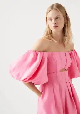 Aje Eugenia Off Shoulder Midi Dress Pink Size AU 12 for rent on The Volte - image 2