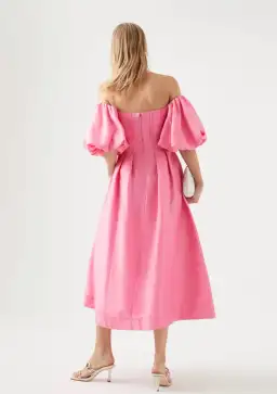 Aje Eugenia Off Shoulder Midi Dress Pink Size AU 12 for rent on The Volte - image 3