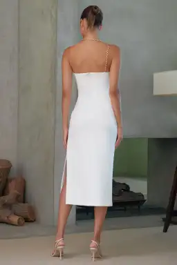Misha Demetria Asymmetric Midi Dress White Size 6 for rent on The Volte - image 3