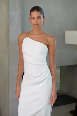 Misha Demetria Asymmetric Midi Dress White Size 6 for rent on The Volte - image 2