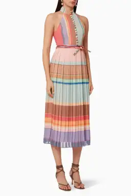 Zimmermann Pleated Picnic Dress Rainbow Stripe Size 1