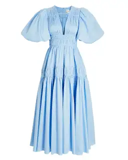 Aje Fallingwater Gathered Midi Dress Light Blue Size 8 for rent on The Volte - image 5