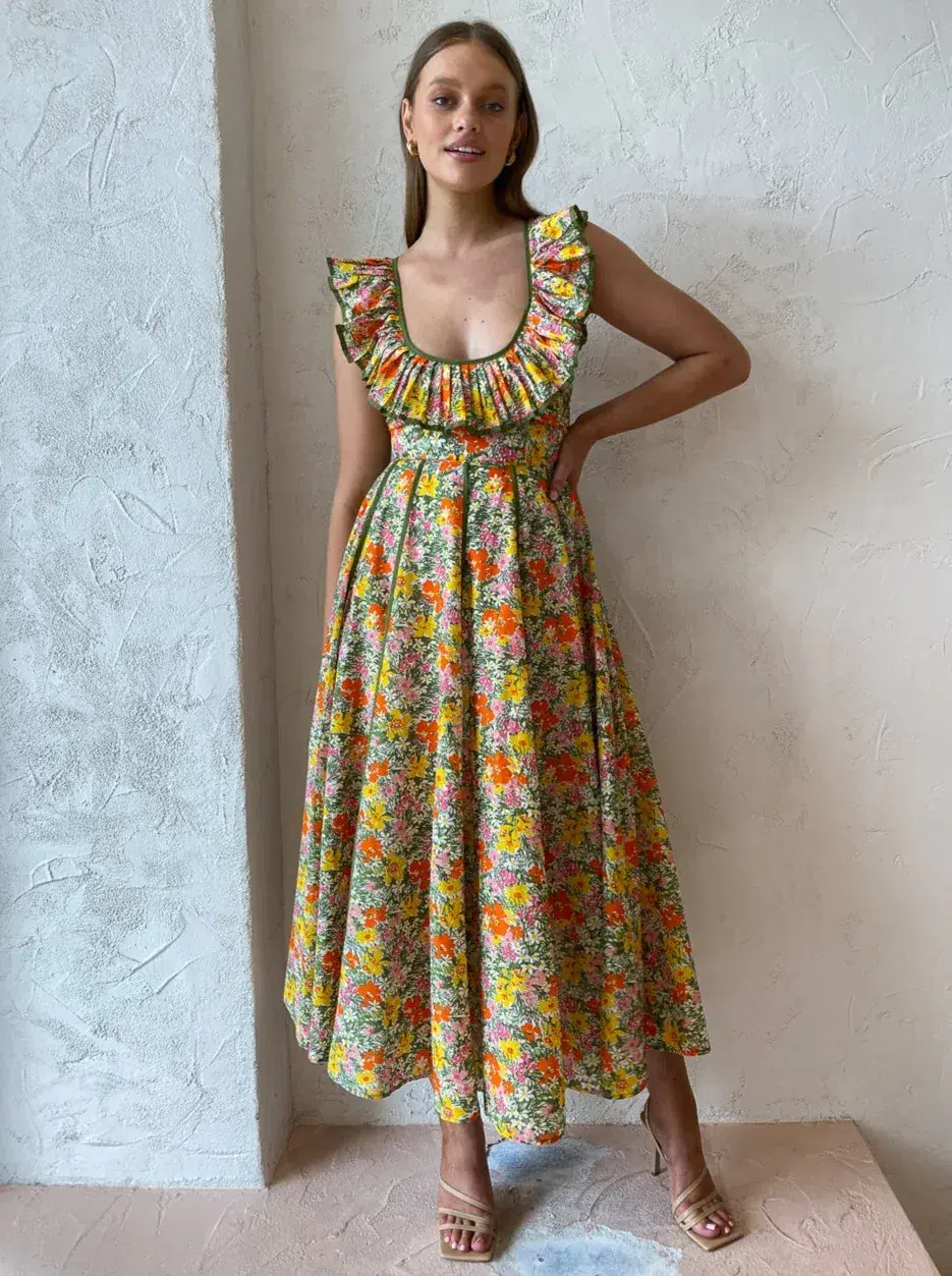 Alemais - Cabana Midi Dress Print - Size 10 for rent on The Volte - main image