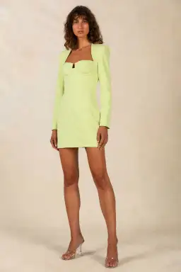 Misha Paulita Bonded Crepe Mini Dress in Lime Punch Green Size 6