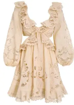 Zimmermann Brighton Scallop Mini Dress Taupe Size 2 for rent on The Volte - image 3